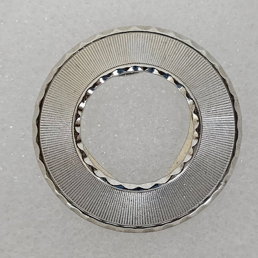 Vintage 1950s Silver Tone Scarf Clip Slide Signed‎ Lieba USA Round Open Circle